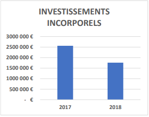Investissements incorporels 2017 et 2018